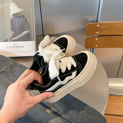 Laste triibulised vabaaja tossud Uued mustad pehmed tüdrukud Poiste tossud Sügis- ja talvemood hingavad lastejalatsid