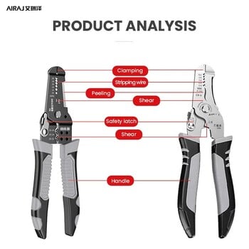 AIRAJ Wire Stripper Tools Πολυεργαλείο Πένσα Crimper Cable cutter Πολυλειτουργικό εργαλείο απογύμνωσης Τερματικό πένσα πτύχωσης