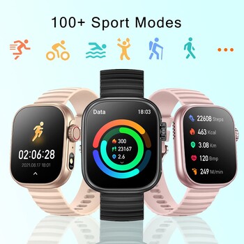 Έξυπνο ρολόι SENBONO Ανδρικό Γυναικείο φακός LED 100+ Sport Modes Fitness Tracker Θερμοκρασία σώματος 2,01\