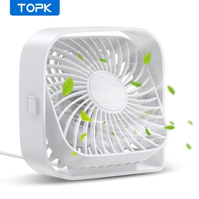 TOPK mini kaasaskantav ventilaator, USB lauaventilaatori laud, vaikne 3 kiirusega isiklik ventilaator 360° pööratava peaga püstised ventilaatorid tuba Camping Hom jaoks