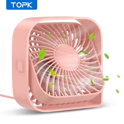 TOPK mini kaasaskantav ventilaator, USB lauaventilaatori laud, vaikne 3 kiirusega isiklik ventilaator 360° pööratava peaga püstised ventilaatorid tuba Camping Hom jaoks
