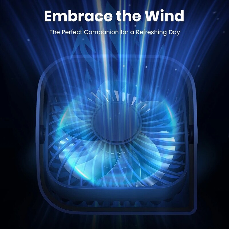 TOPK mini kaasaskantav ventilaator, USB lauaventilaatori laud, vaikne 3 kiirusega isiklik ventilaator 360° pööratava peaga püstised ventilaatorid tuba Camping Hom jaoks