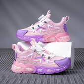 Mergaičių sportiniai batai, kvėpuojanti besisukanti sagtis Vidutinio aukščio berniukams Minkšto pado bėgimo bateliai juostelių rašto bėgimo laukas