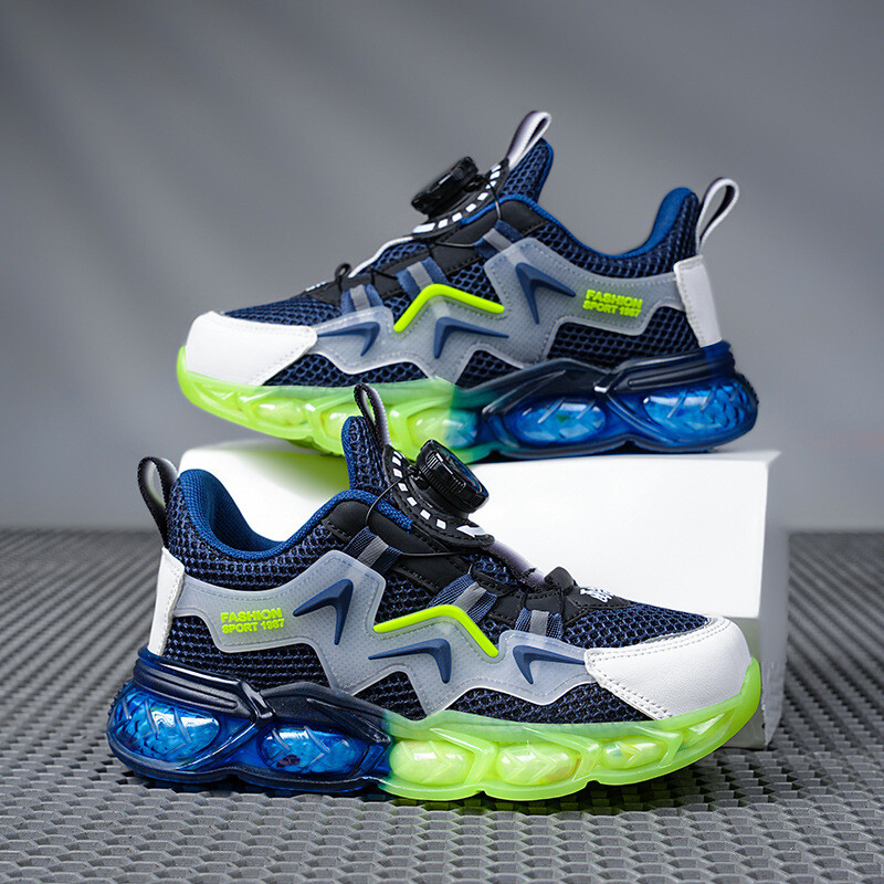 Mergaičių sportiniai batai, kvėpuojanti besisukanti sagtis Vidutinio aukščio berniukams Minkšto pado bėgimo bateliai juostelių rašto bėgimo laukas