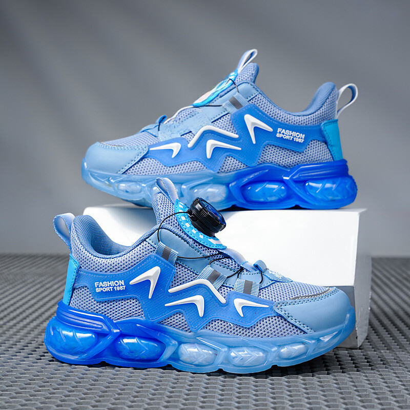 Mergaičių sportiniai batai, kvėpuojanti besisukanti sagtis Vidutinio aukščio berniukams Minkšto pado bėgimo bateliai juostelių rašto bėgimo laukas