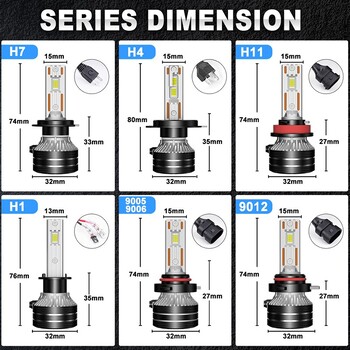 K5C H7 LED 60000LM фарове Canbus 8000K H1 H4 H11 9012 HIR2 H8 H9 9005 9006 HB3 HB4 High Power 6000K 5570 CSP чипове