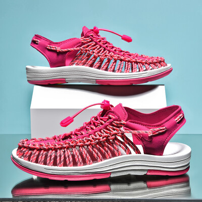 Vară Bărbați Sandale Femei Papuci Design țesut Sandale de plajă Respirabile Casual Sandale plate Sandale pentru cupluri în aer liber Mărimea 48