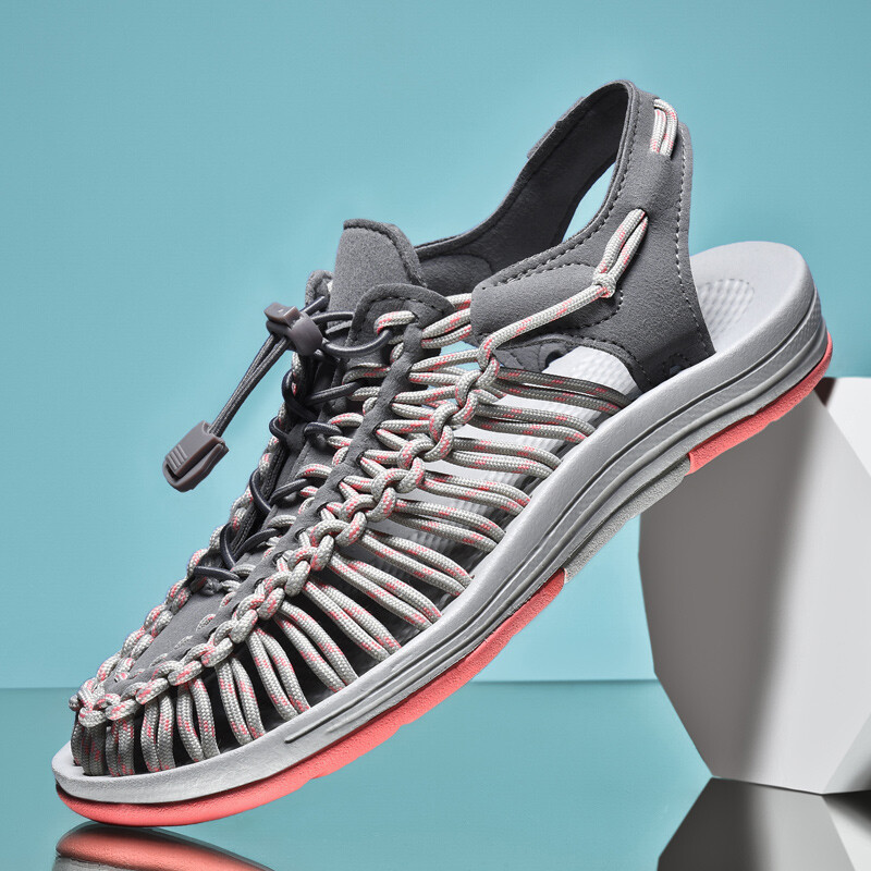 Vară Bărbați Sandale Femei Papuci Design țesut Sandale de plajă Respirabile Casual Sandale plate Sandale pentru cupluri în aer liber Mărimea 48