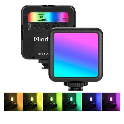 Minifocus RGB Video Light Mini LED Camera Light 1800mAh Акумулаторна LED панелна лампа Photo Video Fill Lighting за Youtube Tik Tok