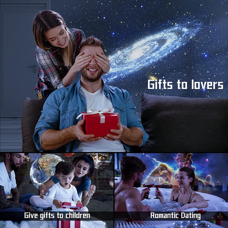 Öövalguse Galaxy projektor tähistaeva projektor Pööratav planetaariumilamp lastele Magamistoa Valentinipäeva kingitus pulmadekoratiiv