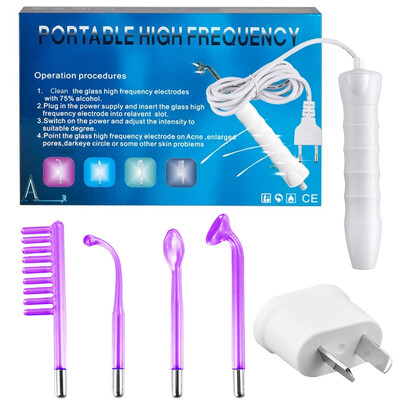 Μηχάνημα ομορφιάς προσώπου υψηλής συχνότητας γυάλινου σωλήνα ηλεκτροδίου 4 σε 1 Facial Spa Ράβδος Ηλεκτροθεραπείας Αφαίρεση ρυτίδων για Περιποίηση δέρματος προσώπου