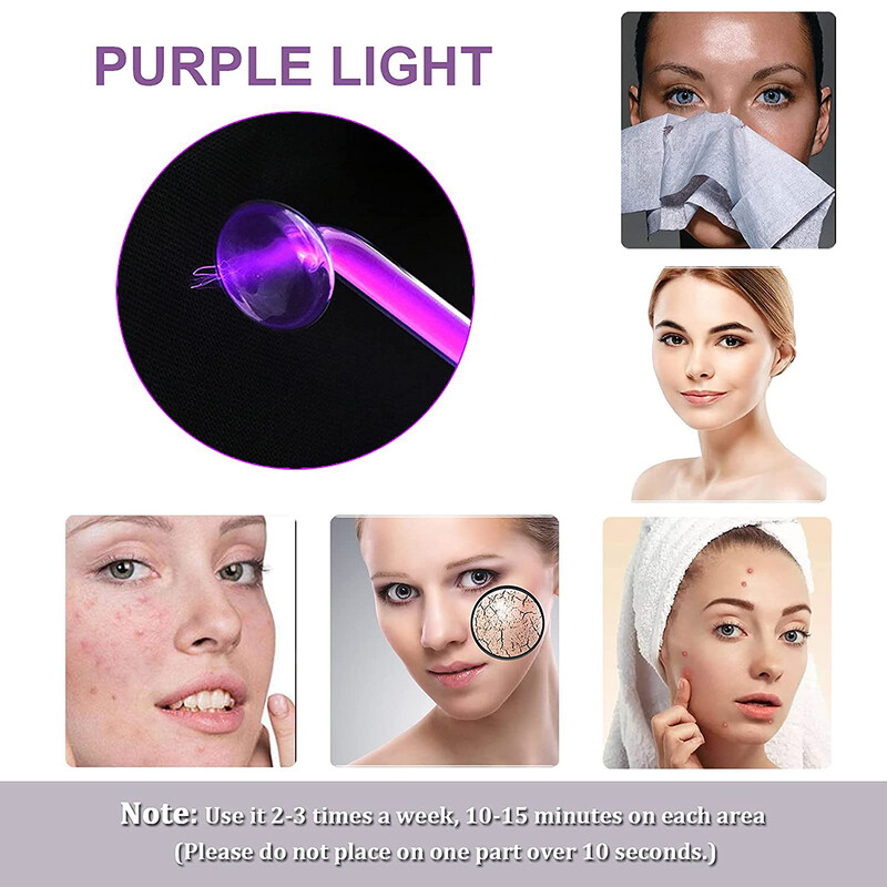 Μηχάνημα ομορφιάς προσώπου υψηλής συχνότητας γυάλινου σωλήνα ηλεκτροδίου 4 σε 1 Facial Spa Ράβδος Ηλεκτροθεραπείας Αφαίρεση ρυτίδων για Περιποίηση δέρματος προσώπου