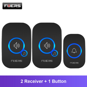 Fuers Wireless Doorbell Αδιάβροχο κιτ ηχητικής πόρτας Welcome Chime Home Door Bell Intelligent 32 τραγούδια Μελωδίες Ήχος και LED