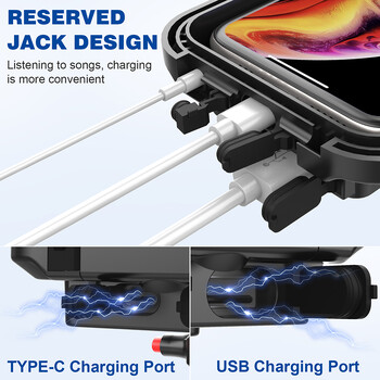 Водоустойчив държач за телефон за мотоциклет 20W PD Бързо зарядно устройство 15W Безжично зарядно държач Cradle Bike Mount Stand за iPhone Xiaomi