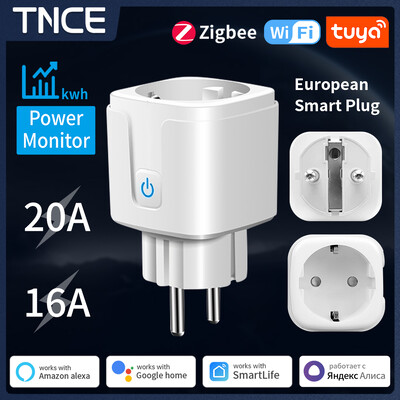 TNCE TUYA Priză inteligentă WiFi/Zigbee EU 16A/20A cu funcție de monitorizare a puterii, funcție de sincronizare, control vocal, funcționează cu Alexa GoogleHome