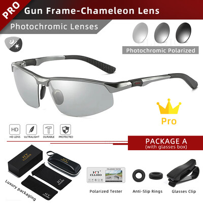 CLLOIO fotokroomsed päikeseprillid meeste polariseeritud sõiduprillid alumiiniumraamiga pimestamisvastased prillid UV400 värvimuutusega päikeseprillid