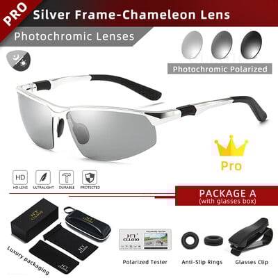 CLLOIO fotokroomsed päikeseprillid meeste polariseeritud sõiduprillid alumiiniumraamiga pimestamisvastased prillid UV400 värvimuutusega päikeseprillid