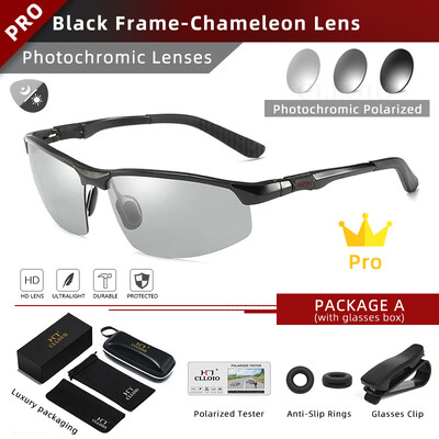 CLLOIO fotokroomsed päikeseprillid meeste polariseeritud sõiduprillid alumiiniumraamiga pimestamisvastased prillid UV400 värvimuutusega päikeseprillid