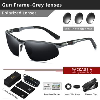 CLLOIO fotokroomsed päikeseprillid meeste polariseeritud sõiduprillid alumiiniumraamiga pimestamisvastased prillid UV400 värvimuutusega päikeseprillid