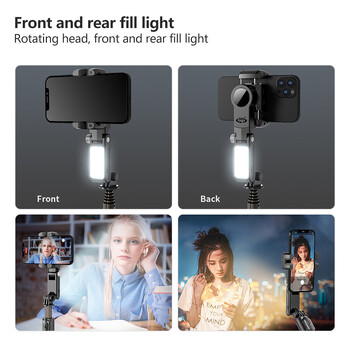 Q18 Gimbal Stabilizer Handheld Mobile Phone Selfie Stick Hold Fill Light Bluetooth για HUAWEI Xiaomi IPhone Ακολουθήστε τη λειτουργία λήψης