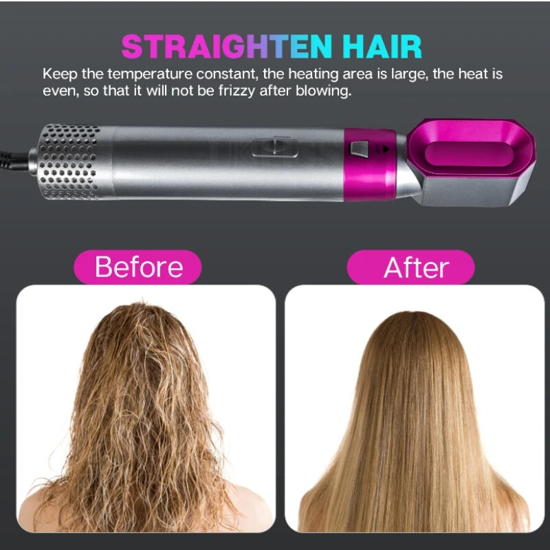 Kuumaõhuhari 5-ühes föönihari negatiivse iooniga eemaldatav föön Styler Air Culer Wand juuksesirgendaja harja löök