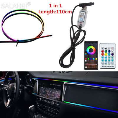 64 χρώματα USB Ακρυλικές λωρίδες φωτισμού περιβάλλοντος αυτοκινήτου LED Φωτισμός ταμπλό Φώτα ταμπλό RGB Κρυφή εφαρμογή κρυφής εφαρμογής τηλεχειριστηρίου ατμοσφαιρικής λάμπας