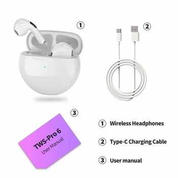 Γνήσιο Air Pro 6 TWS Wireless Bluetooth Headset 5.3 Headphone Mini Earphone with Mic Charging Box για Xiaomi iPhone Earbuds