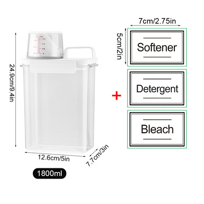 Õhukindel pesupesemisvahendi jaotur, lekkekindel taastäidetav tühi paak pulbripehmendaja valgendi hoiustamiskonteiner koos siltidega