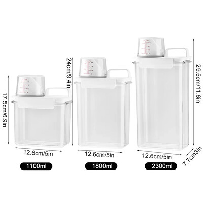 Õhukindel pesupesemisvahendi jaotur, lekkekindel taastäidetav tühi paak pulbripehmendaja valgendi hoiustamiskonteiner koos siltidega