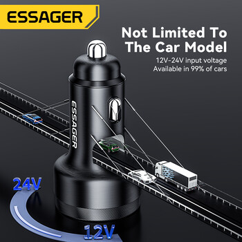 Essager 105W Digital Display Fast Charger Car For iPhone 15 14 pro MacBook USB AC Quick Charger Για Huawei Xiaomi Samsung OPPO