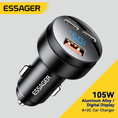 Essager 105W digitalni zaslon, brzi auto punjač za iPhone 15 14 pro MacBook USB AC brzi punjač za Huawei Xiaomi Samsung OPPO