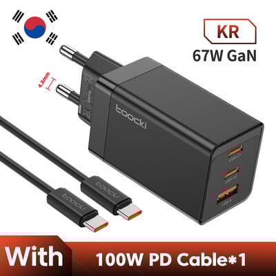 Toocki 67W GaN USB C įkroviklis Greito įkrovimo kelių spalvų C tipo įkroviklis skirtas Macook iPhone 15 14 13 12 Pro Max Samsung Xiaomi POCO