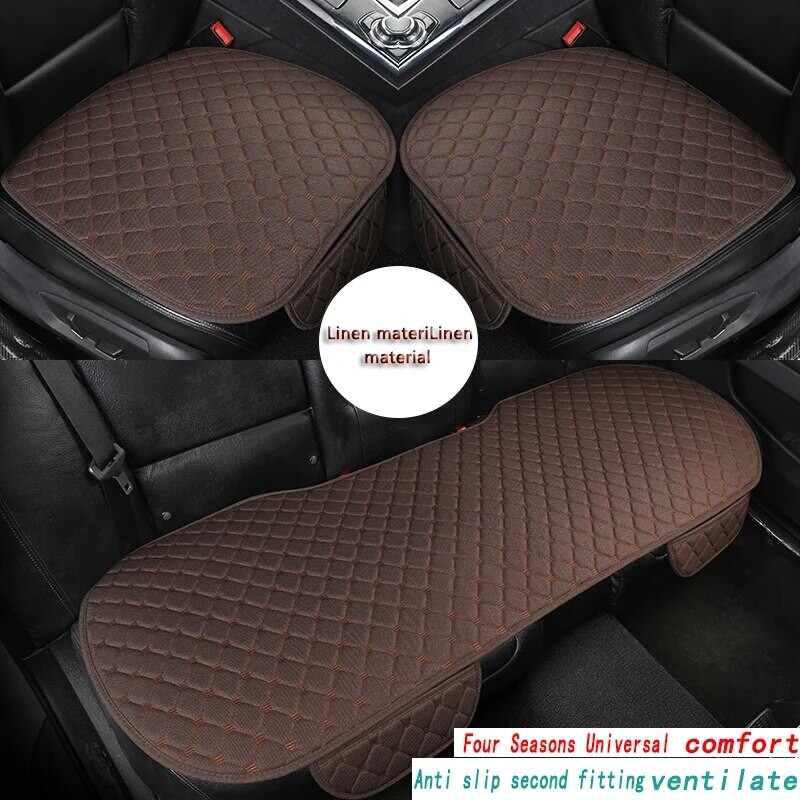 Lininė dygsniuota siuvinėta automobilio pagalvė be atlošo Four Seasons universalus trijų dalių rinkinys