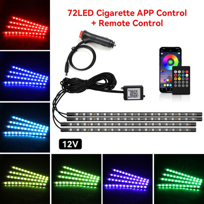 Neon 48 72 LED automobilio salono apšvietimas kojoms su USB belaidžiu nuotoliniu muzikos programos valdymu Auto RGB atmosferos dekoratyvinės lempos