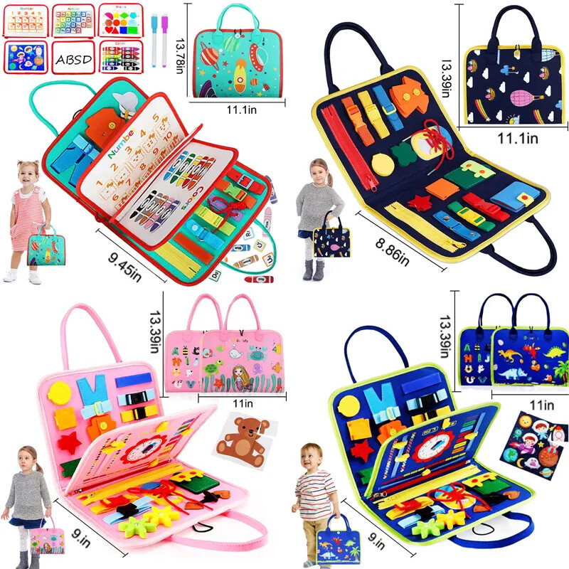 Πολυάσχολη σανίδα Μοντεσσόρι Παιχνίδια για νήπια Αισθησιακό παιχνίδι Εκμάθηση προσχολικής ηλικίας Εκπαιδευτικές ταξιδιωτικές δραστηριότητες για αγόρια λεπτές κινητικές δεξιότητες