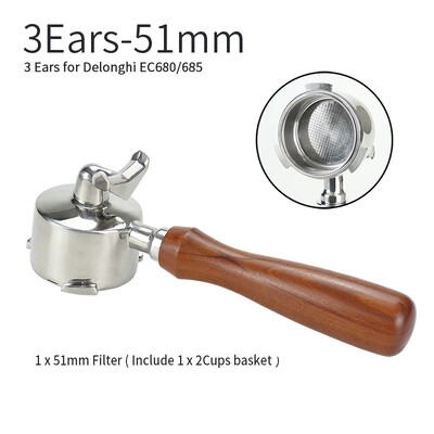 51 mm kavos dugno filtras, skirtas Delonghi EC680 EC685 pakaitinio filtro krepšelio espreso aparato rankenos kavinės priedai