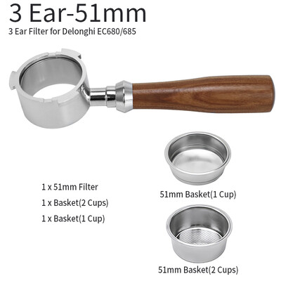 51 mm kavos dugno filtras, skirtas Delonghi EC680 EC685 pakaitinio filtro krepšelio espreso aparato rankenos kavinės priedai