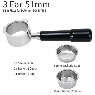 51 mm kavos dugno filtras, skirtas Delonghi EC680 EC685 pakaitinio filtro krepšelio espreso aparato rankenos kavinės priedai