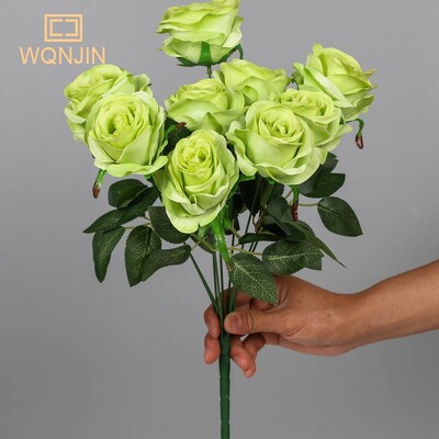 Buchet de flori de trandafiri Flori artificiale roz rosii Decor de nunta 9 capete Flori de matase Trandafiri falsi Flores Decor pentru casa