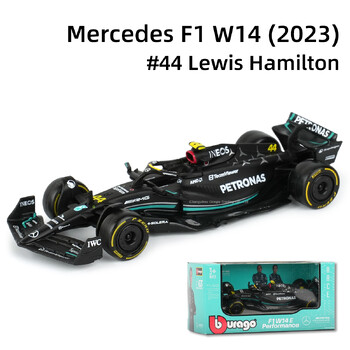 Bburago 1:43 Mercedes AMG 2023 W14 E Performance F1 Formula Car Изляти превозни средства Колекционерски модел Състезателни играчки