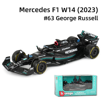 Bburago 1:43 Mercedes AMG 2023 W14 E Performance F1 Formula Car Die Cast Vehicles Συλλεκτικά μοντέλα αγωνιστικά παιχνίδια