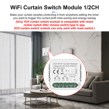 GIRIER Tuya Smart WiFi Light/Curtain/Dimmer Switch Modules Support 2 Way Control Works with Alexa Hey Google Alice Не е необходим хъб