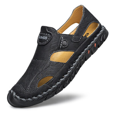 CLOHOO sandalai vyriški odiniai orui pralaidūs odiniai batai tuščiaviduriai batai minkštas dugnas minkštas paviršius laisvalaikio basutės