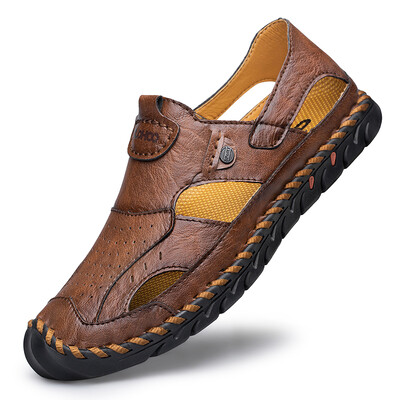 CLOHOO sandalai vyriški odiniai orui pralaidūs odiniai batai tuščiaviduriai batai minkštas dugnas minkštas paviršius laisvalaikio basutės