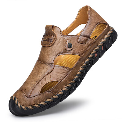 CLOHOO sandalai vyriški odiniai orui pralaidūs odiniai batai tuščiaviduriai batai minkštas dugnas minkštas paviršius laisvalaikio basutės