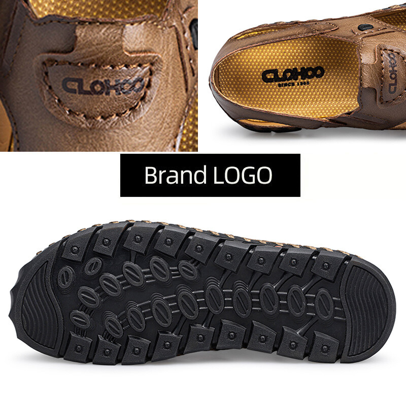 CLOHOO sandalai vyriški odiniai orui pralaidūs odiniai batai tuščiaviduriai batai minkštas dugnas minkštas paviršius laisvalaikio basutės