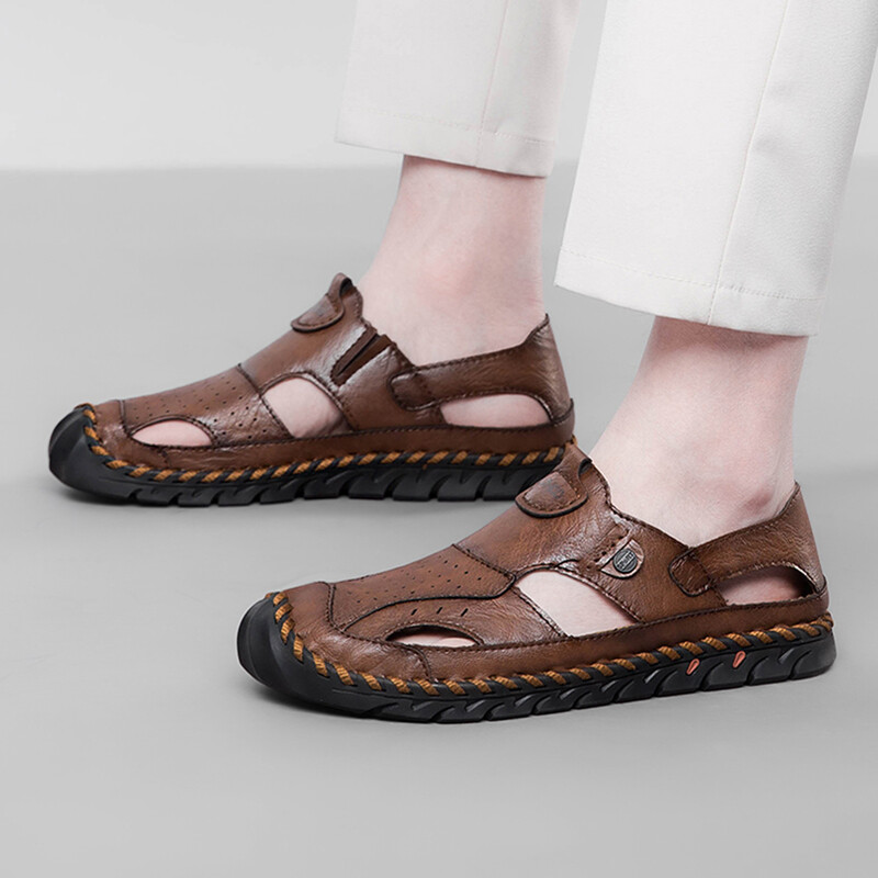 CLOHOO sandalai vyriški odiniai orui pralaidūs odiniai batai tuščiaviduriai batai minkštas dugnas minkštas paviršius laisvalaikio basutės