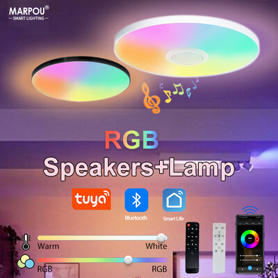 RGB Smart TUYA Φωτιστικό οροφής Ηχείο 36W Φωτιστικό LED με ρύθμιση φωτεινότητας WIFI Bluetooth Τηλεχειριστήριο Δωμάτιο σπιτιού Διακόσμηση σπιτιού Παίξτε μουσική Σαλόνι