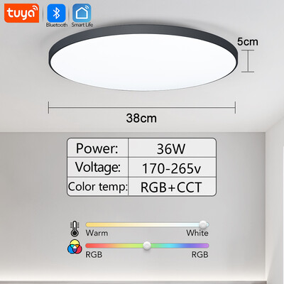RGB Smart TUYA високоговорител за таванно осветление 36 W димираща LED светлина WIFI Bluetooth дистанционно управление Стая за домашен декор Възпроизвеждане на музика Всекидневна