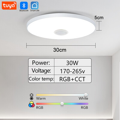 RGB Smart TUYA високоговорител за таванно осветление 36 W димираща LED светлина WIFI Bluetooth дистанционно управление Стая за домашен декор Възпроизвеждане на музика Всекидневна